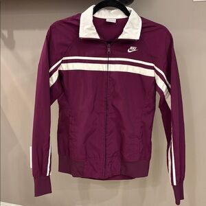 Vintage Nike Sportswear Burgundy Track Jacket Women's Size Medium Retro